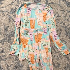 Posh Peanut Multicolor Boba Print Kids Pajama Set